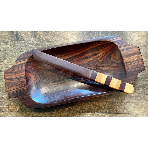 Other - Handmade Wooden Tray with Wood Inlaid Letter Opener